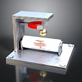 Experimental Mechanical Equipment With Metal Frame Red Component Golden Ball And Scroll With Red Patterns