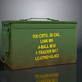 Green Military Ammunition Box With 50 Caliber Link M9 Ball M33 And Tracer M17