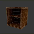 Wooden Cabinet With Two Shelves Dark Wood Finish Simple Design Reflective Surface Modern Style