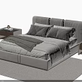 Modern Light Luxury Upholstered Double Bed With Soft Bedding Pillows And Matching Storage Nightstands