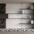 Modern bookcase bookshelf book decoration combination rubble background wall 3d model