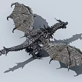 Mythical Dragon Sculpture With Intricate Textured Wings And Sharp Scales