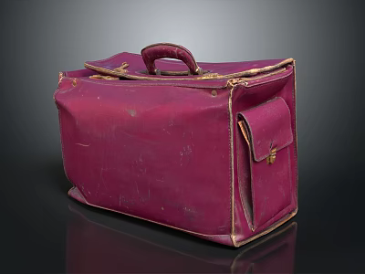 Classic Vintage Red Handbag With Leather Handle Stitched Details And Side Pocket 3d model