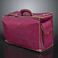 Classic Vintage Red Handbag With Leather Handle Stitched Details And Side Pocket
