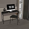 Modern Home Office Desk Setup With Computer Monitor Headphones Keyboard Mouse And Chair
