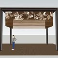 Modern Outdoor Pergola Design With Metal Frame And Carved Roof Patterns