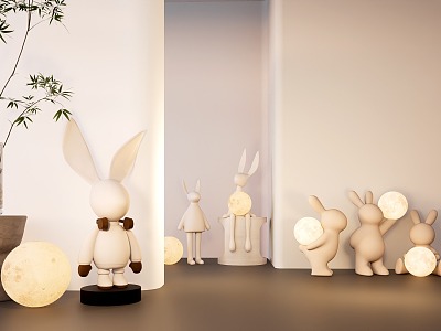 Modern rabbit moon lamp floor lamp art lamp model