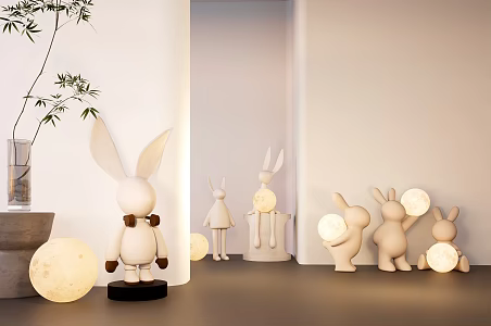Modern rabbit moon lamp floor lamp art lamp 3d model