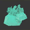 Green Cactus Plant With Small Buds Growing On Rocky Soil Surface