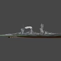 Vintage Battleship Sailing On Blue Sea With Multiple Towers Cannons And Smoke