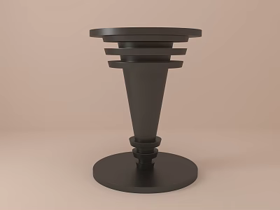 Modern Black Side Table with Round Top Conical Base and Circular Ring Details 3d model