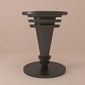 Modern Black Side Table with Round Top Conical Base and Circular Ring Details