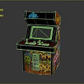 Graffiti Decorated Arcade Machine With Colorful Artwork Screen And Red Controls