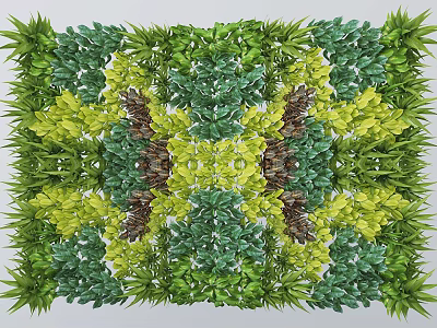 Creative Green Living Wall Design With Diverse Green And Yellow Foliage For Indoor Decor 3d model