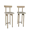Modern Light Wooden Bar Stools With Sleek Design And Thin Legs Structure 3d model