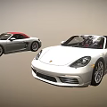 Three Red Sports Cars Lined Up In A Row Against Gray Background