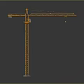 Yellow Tower Crane With Extended Boom Mast And Stable Base Structure 3d model