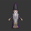 Cartoon Wizard Character With Purple Hat Long White Beard And Robe