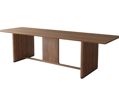 Modern Wooden Tea Table And Chairs With Rectangular Top And Solid Support Structure 3d model