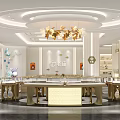 Elegant Jewelry Store Interior With Modern Display Cases And Chandelier Lighting