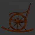 Traditional Wooden Rocking Chair With Woven Backrest And Carved Armrests