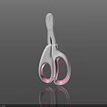 Pink and White Scissors with Pink Handles and White Blades on Black Background with Reflection