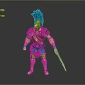 A Man Wearing Golden Armor With Blue Feathered Headpiece Holding Sword