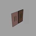Pink and Brown Swing Doors with Vertical Glass Panels for Home Decoration