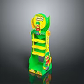 Happy Snacks Display Stand With Green Yellow Design And Multiple Shelves