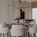 Modern Living Dining Room Interior Design With Blue Chair Sofa And Marble Decoration