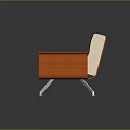 Modern Orange And Beige Fabric Chair With Sleek Armrests And Metal Legs Design