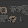 Scenery Building Components Featuring Gray Stone Slabs Broken Structures And Circular Bases 3d model