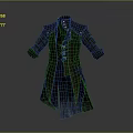 Vintage Style Dark Long Coat With Button Details And Textured Fabric