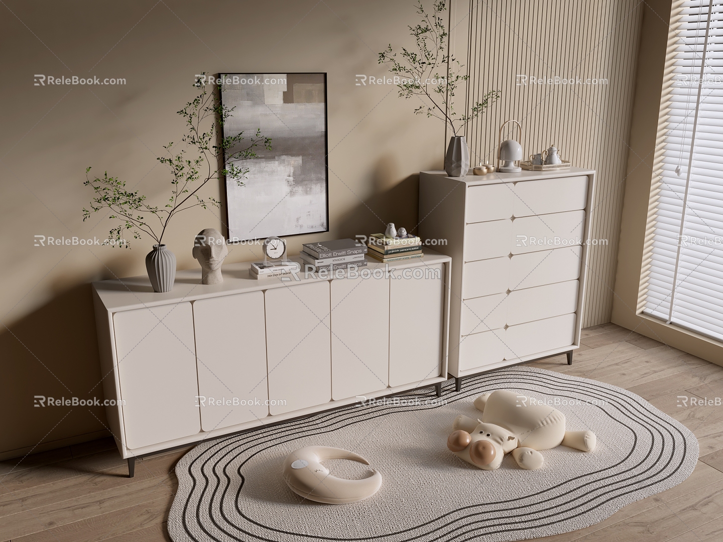 Modern Cream Style Cabinet Whole Cabinet Sideboard Cabinet Balcony Cabinet Storage Cabinet Entrance Cabinet 3d model