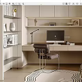 Modern Simple Computer Table and Chair Combination 3d model