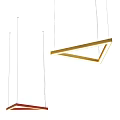 Modern Triangle Chandelier with Green Frame and LED Light Strip Design 3d model