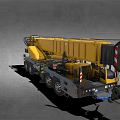 Yellow Crane Truck With Extended Arm And Heavy Duty Hook For Construction