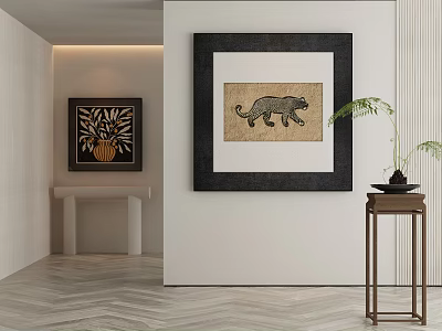 Modern Abstract Painting Wall Art For Interior Decor With Framed Design And Decorative Elements 3d model