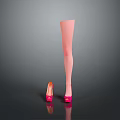 Pink Stocking and Pink High Heels on Gray Background with Shiny Reflection 3d model