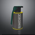 Smoke Grenade Weapon With Gray Yellow Green Body And Pull Ring Design