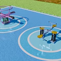 Colorful Outdoor Playground Equipment With Pink Rotary Structure And Yellow Spring Riders