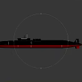 Black and Red Submarine Watercraft with Conning Tower and 3D Model Design