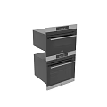 AGD Built in Double Oven Kitchen Appliances With Black Glass Panel Silver Trim Digital