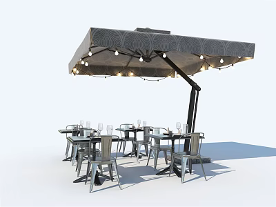 Industrial LOFT Outdoor Table and Chair Commercial Outdoor Seat 3d model