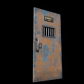 Heavy Duty Security Door With Rustic Metal Finish Barred Window And Secure Lock