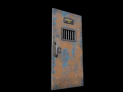 Heavy Duty Security Door With Rustic Metal Finish Barred Window And Secure Lock 3d model Heavy Duty Security Door With Rustic Metal Finish Barred Window And Secure Lock 3d model