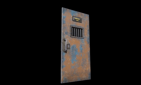 Prison single room cell door iron door security door 3d model