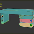Colorful Modern Furniture Design With Turquoise Top And Pink Yellow Storage Compartments Round Knobs