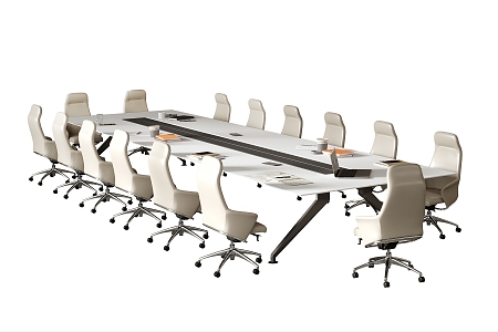 Modern Conference Table and Chair Office Chair Long Conference Table 3d model