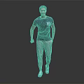 Man In Dark Blue T Shirt Light Green Pants White Shoes Standing